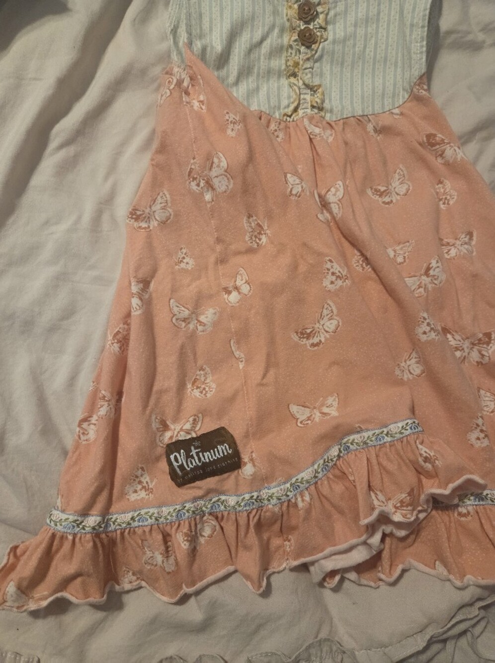 Matilda Jane Platinum Girls Peach Butterfly Sundress with Mint Bodice - Picture 2 of 3